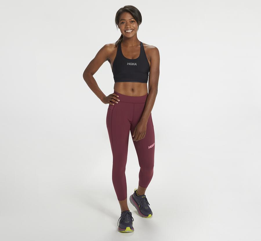 Calça Hoka One One Feminino Marrom - Performance Crop Tight - 630-PKJHUM